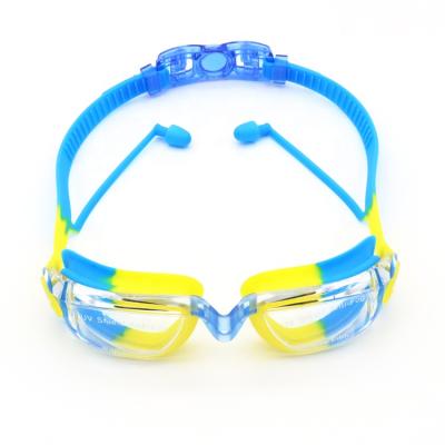 China Custom Anti Fog Reflective Coating Waterproof Swimming Sports Swimming Goggles For Kids With Surf Ear Plugs for sale