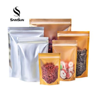 China High Quality Translucent Aluminum Foil Food Holder Foil Bag Ziplock Stand Up Pouch Mylar Bag For Food Storage for sale