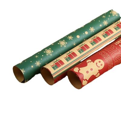 China Beautiful Christmas Gift Wrapping Rolls Anticurl Custom Paper Wholesale Christmas Wrapping Paper for sale