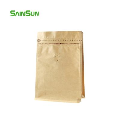 China Custom Logo Resealable Food Recycle Flat Bottom Coffee Bean Packaging Bags With Valve Coffee Bags for sale