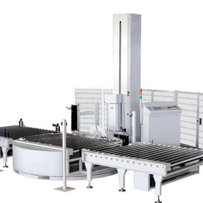 China YanMao High Quality Fully Automatic Food Stretch Film Pallet Wrapping Wrapping Machine With Roller Conveyor for sale