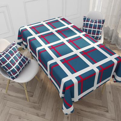 China High Quality Waterproof Lattice Stripe Linen Tablecloth, Restaurant Rectangular Christmas Table Cloth for sale