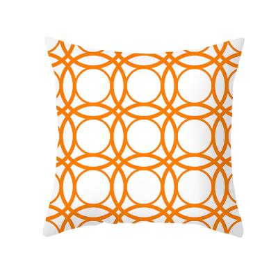 China Custom Wholesale Anti-Static Orange Geometry Throw Pillow Case Digital Printed Pillow Cover Cushion Cover for sale