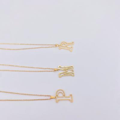 China Hiphop Stainless Steel Gold Plated Initial Necklace Jewelry For Women Hot Sale Initial Necklace Dropshipping Jewelry for sale