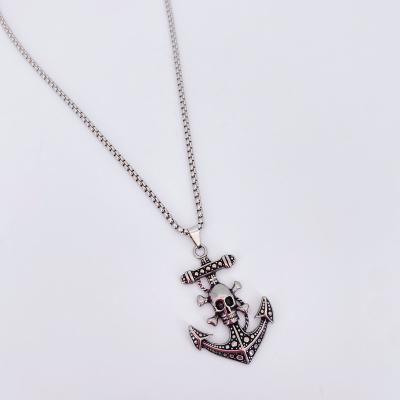 China Hiphop Anchor Necklace For Men Vintage Statement Jewelry Large Skull Totem Thomas Sea Corsair Pirate Necklaces for sale