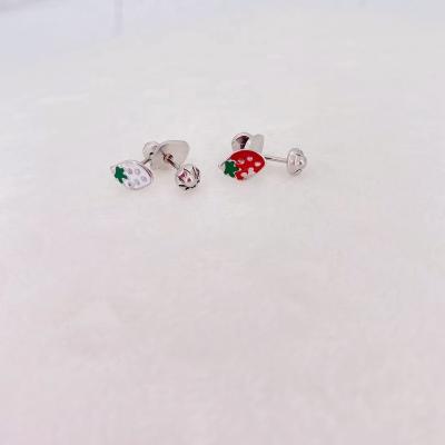 China Strawberry Drip Hiphop News Mixed Color Strawberry Stainless Steel Stud Earrings Stainless Steel Stud Earrings For Kids for sale