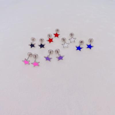 China New Religious Color Dripping Star Stainless Steel Earrings Shape Star Mixed Color Stainless Steel Earrings For Kids for sale