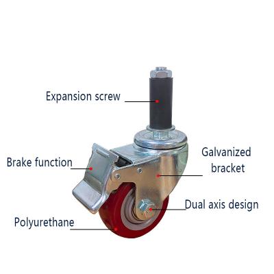 China Other Expansion 3 Inch Rubber Brake Wheel With Full Features Heavy Duty Expanding Stem Caster Wheels for sale