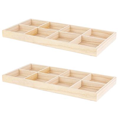 China 8 Compartment Simple Viable Rectangle Wood Storage Tray Organizer Box Home Decor Accessories for sale