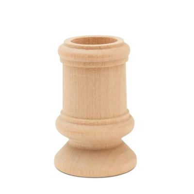 China Home Decoration Wooden Candle Cups Candle Holder Classic Style Candle Hole Wooden Unfinished Candlesticks for sale