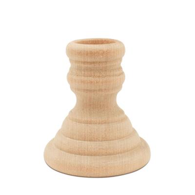 China Unfinished Home Decoration Small Wooden Candle Holders To Craft, Painting Or Classic Wooden Deco Candlesticks Holder for sale