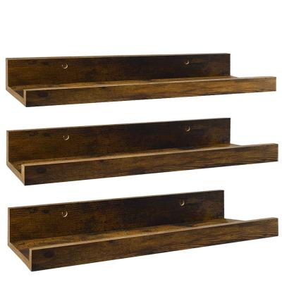 China Modern Floating Shelves For Wall Set 3 Of Rustic Wall Mounted Picture Ledge Wooden Wall Shelf For Living Room Bedroom Kitchen Bathroom for sale