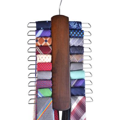 China Art Decor Wooden Necktie and Belt Hanger, Walnut Organizer and Storage Wood Center Rack with a Non-Slip Finish for sale