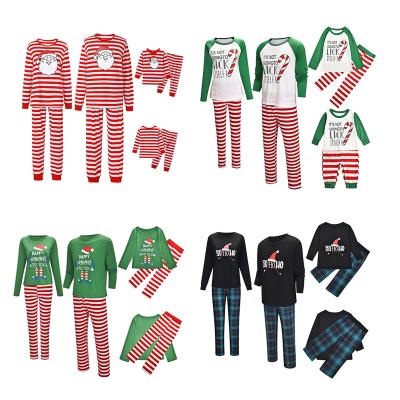 China 2021 Wholesale QUICK DRY Red And White Stripes Christmas Pajamas Set Women Pajamas Christmas Family for sale