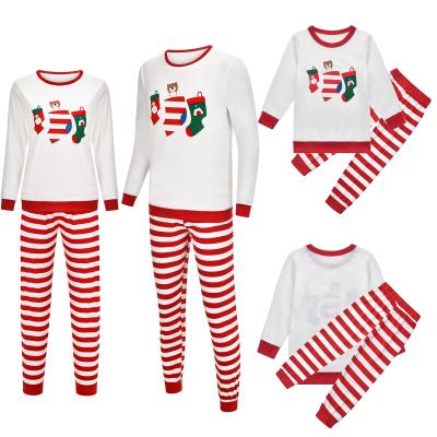 China QUICK DRY red and white striped pants Christmas socks pattern 2021 family of Christmas pajamas for sale