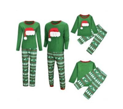 China Boutique QUICK DRY Green Clothes Christmas Tree Pattern Christmas Family Matching Pajamas for sale