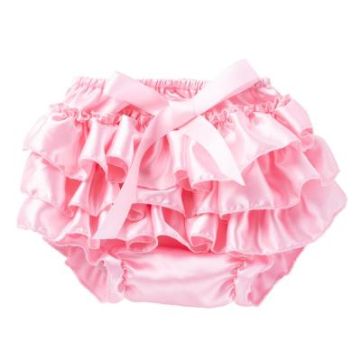 China Breathable High Quality Satin Ruffle Baby Unboxing Panties Newborn Baby Diaper Cover for sale