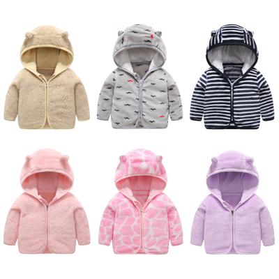 China Breathable Warm Lightweight Plush Velvet Baby Winter Hooded Coat For Boys Girls for sale