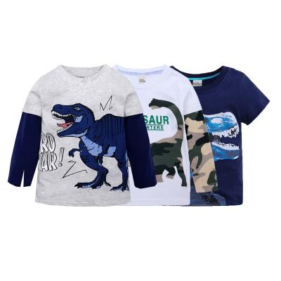 China 2021 New Dinosaur Print T-shirt Kids Crew Neck Long Sleeve Boy's Breathable T-shirts for sale