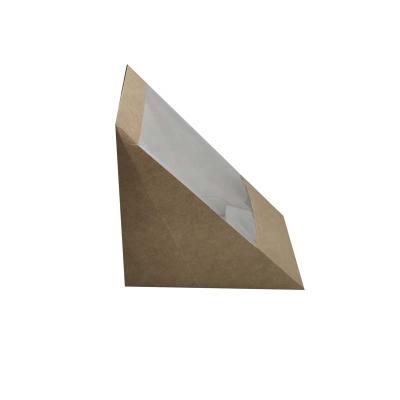 China Recyclable Biodegradable G-shaped Kraft Panel Folding Sandwich Box Environmentally Friendly Convenient Transportation With Window for sale