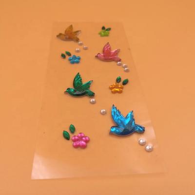 China Gem Stickers Colorful 3D Diamond Rhinestone Acrylic Sticker Waterproof+Eco-friendly DIY Book Wall Decoration Stickers for sale