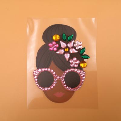 China Custom Sticker Waterproof+Eco-friendly 2020 Kids Girl Cartoon Diamond Stickers Logo Self Adhesive Acrylic Stone For Decoration for sale