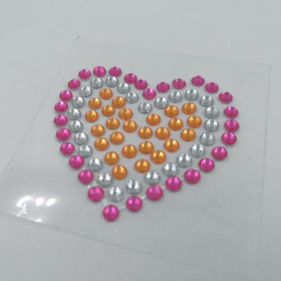 China Waterproof+Eco-friendly 3D Heart Love Design Self Adhesive Rhinestone Gem Sticker For Girls for sale