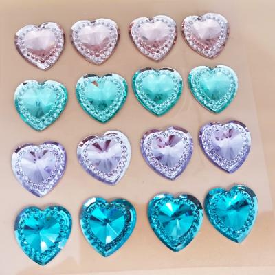 China Waterproof+Eco-friendly Various Color Epoxy Resin Heart Stickers With Small Diamond For DIY for sale