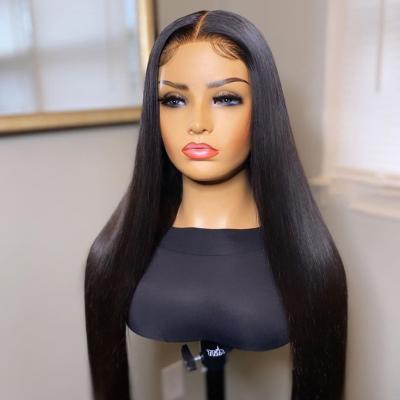 China ADDICTIVE 4x4 Closure Straight Lace Front Human Hair Wigs Straight Lace Frontal Wig Brazilian Hair Pre Plucked With Baby 28 30 Inches Long for sale