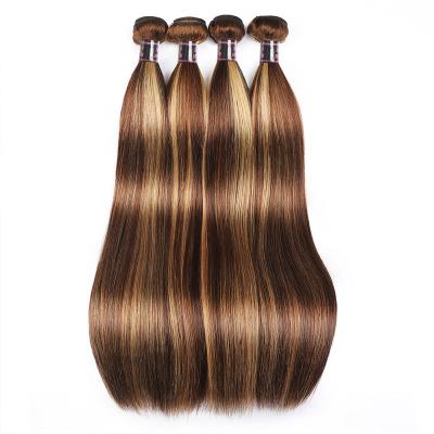 China Luster Addictive Highlight Healthy Natural Straight 28 30 Inch 4/27 Brown 12A Grade Hair Bundles Ombre Colored Bundles 3 Bundles Straight Hair for sale