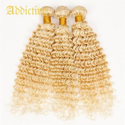 China Addictive Wholesale 100 Virgin Deep Wave Hair Bundles Virgin 613 Hair Weave Bundles Blonde Loose Deep Wave Hair Extension Curly for sale