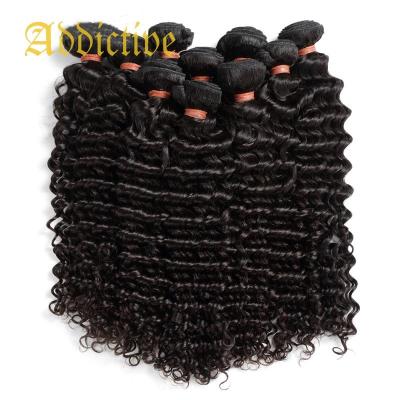 China Raw Unprocessed Wholesale Additive Deep Wave Virgin Hair 10pcs Cuticle Aligned Hair Weaves Deep Wave Hair Bundle For Black Woman for sale