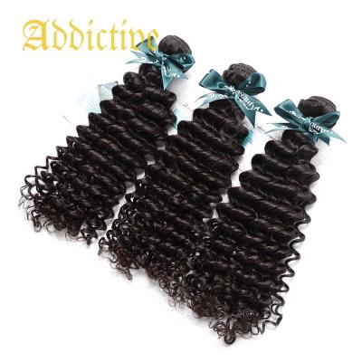 China Addictive Remy Bundles Curly Human Hair 12-40 Inch Stocking Virgin Brazilian Hair Hair Bundles Cuticle Aligned Deep Wave 3 Bundles Brazilian Hair for sale