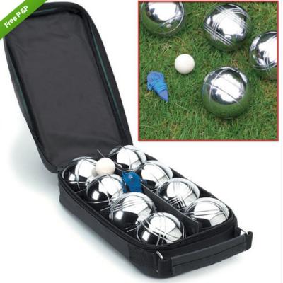 China Entainment Chrome 8 Pcs Metal Petanque Balls Set in Nylon Bags for sale