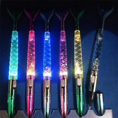 China office & School pen; New Promotion 2023 Mermaid Shape Light Up Pen Floating Ballpoint Pen Liquid Ballpoint Pen for sale