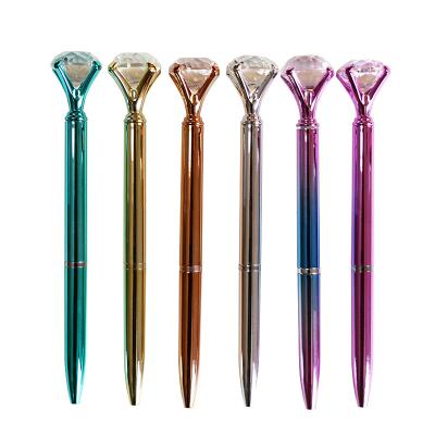 China Beautiful Promotional Gift Pen Ballpoint Pen Diamond Metal Crystal Pen With Big Diamond On The Top for sale