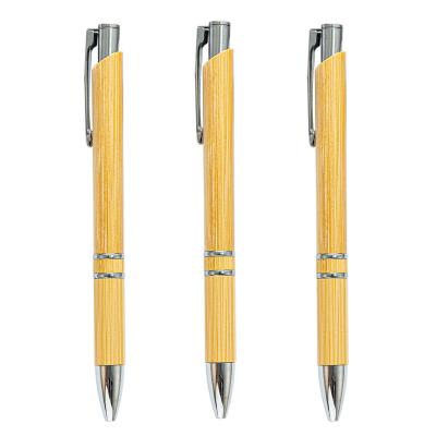 China Promotional Pen Bamboo Ballpoint Pen With Two Rings Custom Logo Pen Click Eco-Friendly Ballpoint Pen For Promotion for sale