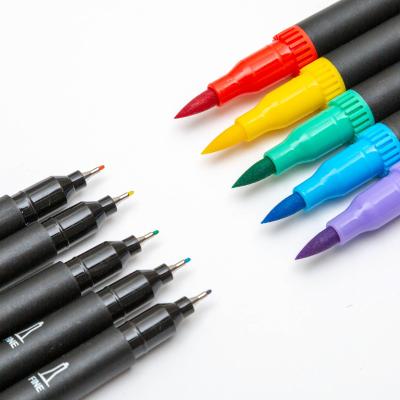 China Wholesale Non-Toxic Brush Pen Wholesale Non-Toxic 12pcs Watercolor Tip Art Markers Double Marker Pen Sets for sale