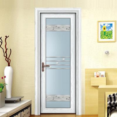 China Hotel Waterproof Interior Water Resistant Modern Design White Aluminum Alloy Frosted Toilet Bathroom Casement Glass Doors for sale