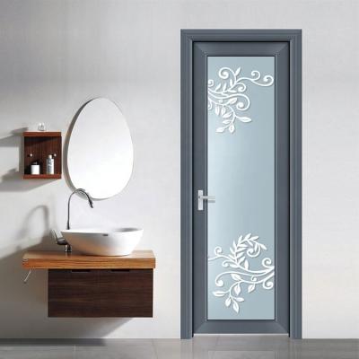 China Modern Design Waterproof Cheap Toilet Price Metal Aluminum Framed Decorative Frosted Glass Doors For Bathrooms for sale