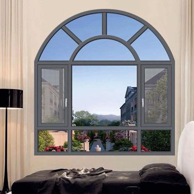 China Custom Magnetic Arch Factory Price Screen Metal Semi Swing Top Windows Design Large Home Modern Aluminum Frame Casement Arched Glass Window for sale