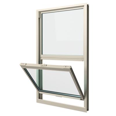 China Custom Modern Magnetic Screen Vertical Down Sliding PVC Single Hung Glass Sash Windows for sale