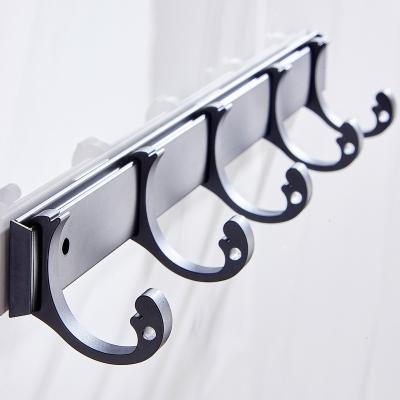 China 2021 Viable Factory Wholesale High Quality Wall Mounted Black Space 3 4 5 6 Classic Aluminum 7 Robe Towel Rack For Bathroom for sale