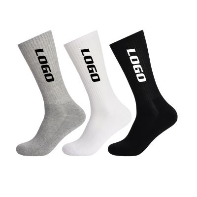 China Anti-Foul high quality low MOQ 100% cotton socks men women custom logo crew socks Custom socks for sale