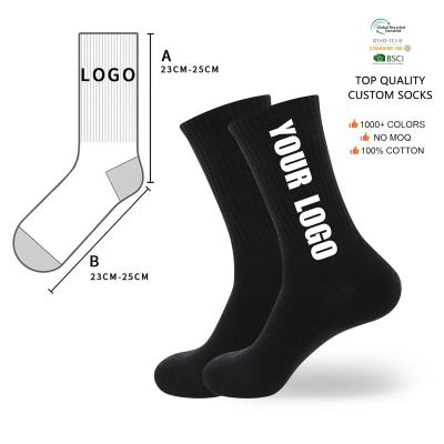 China Anti-Foul OEM Design Your Own Embroidered Pattern Custom Logo Bamboo Cotton Soccer Crew Socks for sale