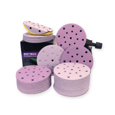 China Surface Grinding Purple Sandpaper With Hook And Loop Grite 80 120 240 400 for sale