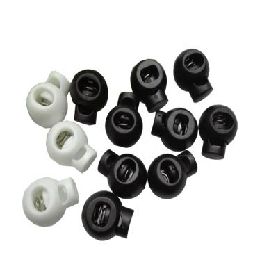 China Nickel Free Plastic Round Ball Rope Lock Toggles Plastic Spring Stoppers For 9mm Bungee Shock Rope for sale