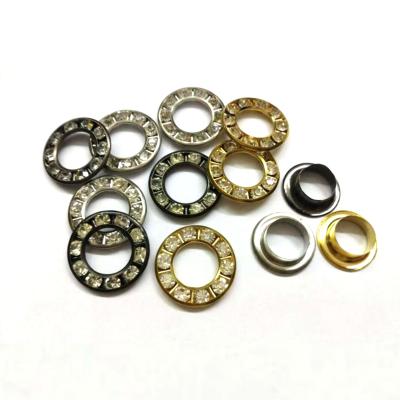 China 17mm Colors Round Round Metal Grommets 3 Brass Grommets Faux Stone Grommets Crystal Diamond Grommets Glass Eyelets for sale