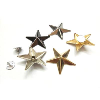 China Star Shape 29mm Metal Zinc Alloy Big Rivets Star Jeans Clothes Rivets With Alum Nail Nickel, Black, Gold for sale