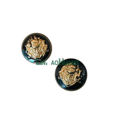 China Metal Nickel Free Alloy Fashion Buttons Gold Coat Buttons Lacquer Black Suit Sewing Buttons for sale